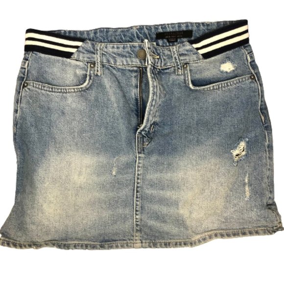 Allsaints Rib Mini Distressed Denim Skirt Jean Skirt Size 6 - Picture 2 of 6